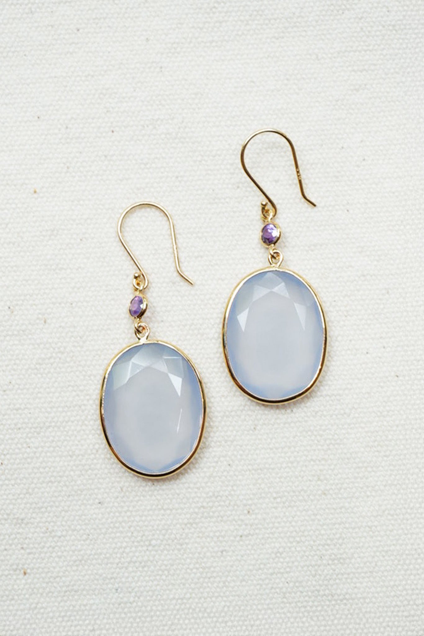 Chalcedony Slice Earrings