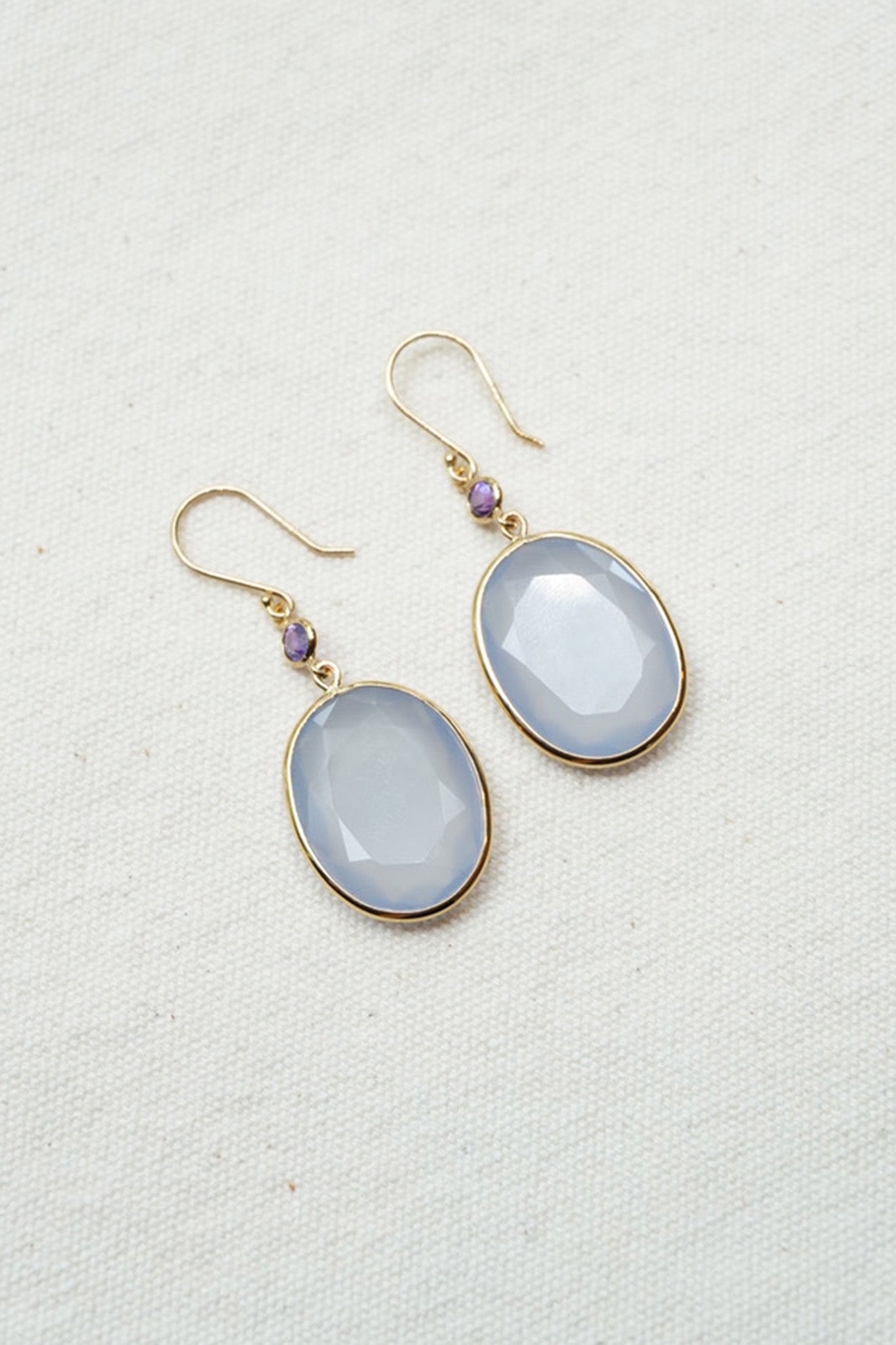Chalcedony Slice Earrings